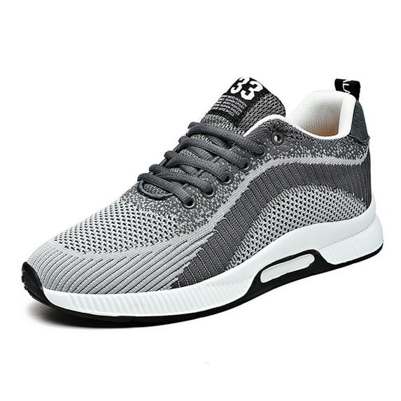 Mens Shoes,Elevator Casual Mesh Trainers Lightweight Breathable Lace Up Sports Footwear With Hidden Lift Heel Height Increasing Sneakers,Shoes for Men,Grey,7