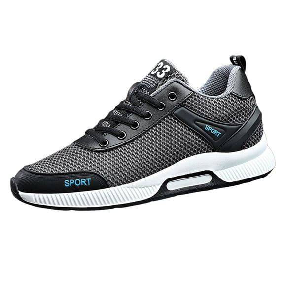 Mens Shoes,Elevator Casual Mesh Trainers Lightweight Breathable Lace Up Sports Footwear With Hidden Lift Heel Technology,Shoes for Men,Grey,7.5