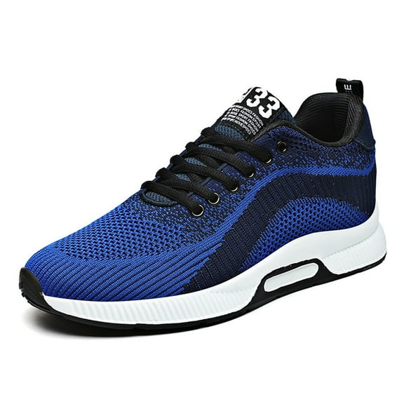 Mens Shoes,Elevator Casual Sneakers Lightweight Breathable Mesh Trainers Lace Up Sports Footwear With Hidden Lift Heel Technology,Shoes for Men,Dark Blue,7