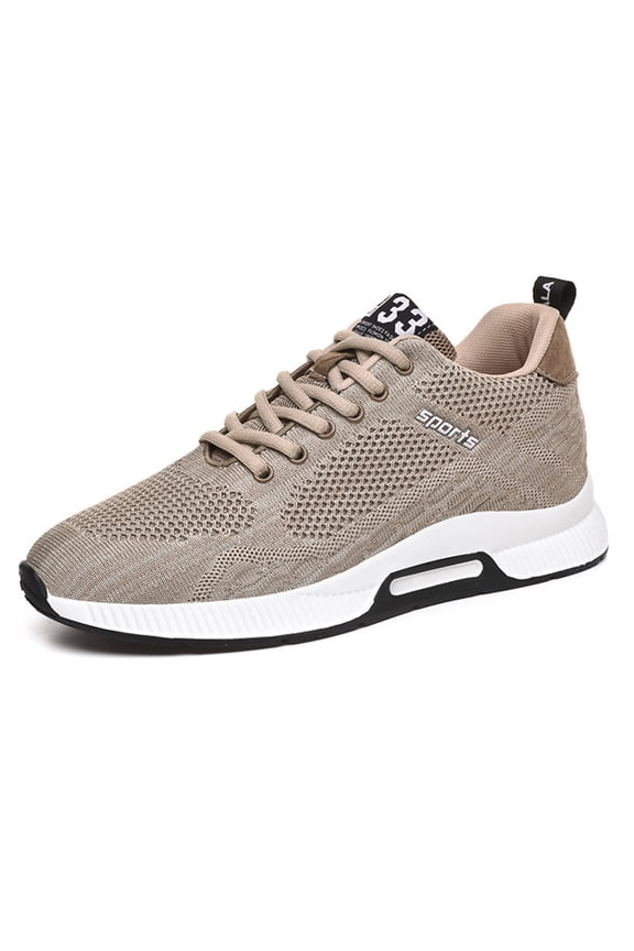 Mens Shoes,Elevator Casual Sneakers Lightweight Breathable Mesh Trainers Lace Up Sports Footwear With Hidden Lift Heel Technology,Shoes for Men,Khaki,8.5