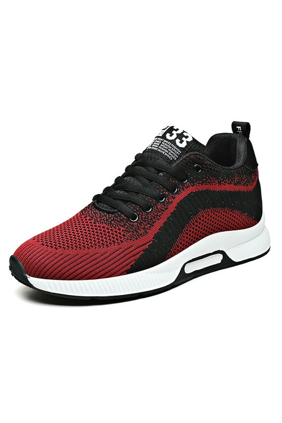 Mens Shoes,Elevator Casual Sneakers Lightweight Breathable Mesh Trainers Lace Up Sports Footwear With Hidden Lift Heel Technology,Shoes for Men,Red,6.5