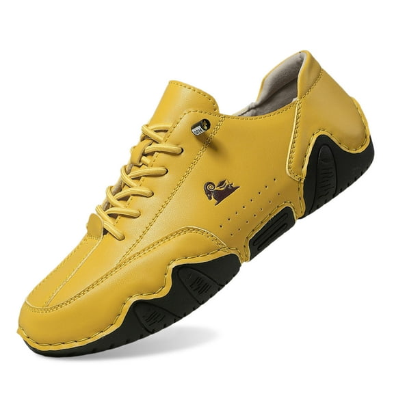 Mens Shoes,Handmade Casual Sneakers with Comfortable Sole for Everyday Walking and Lightweight Breathable Fit,Shoes for Men,Yellow,6
