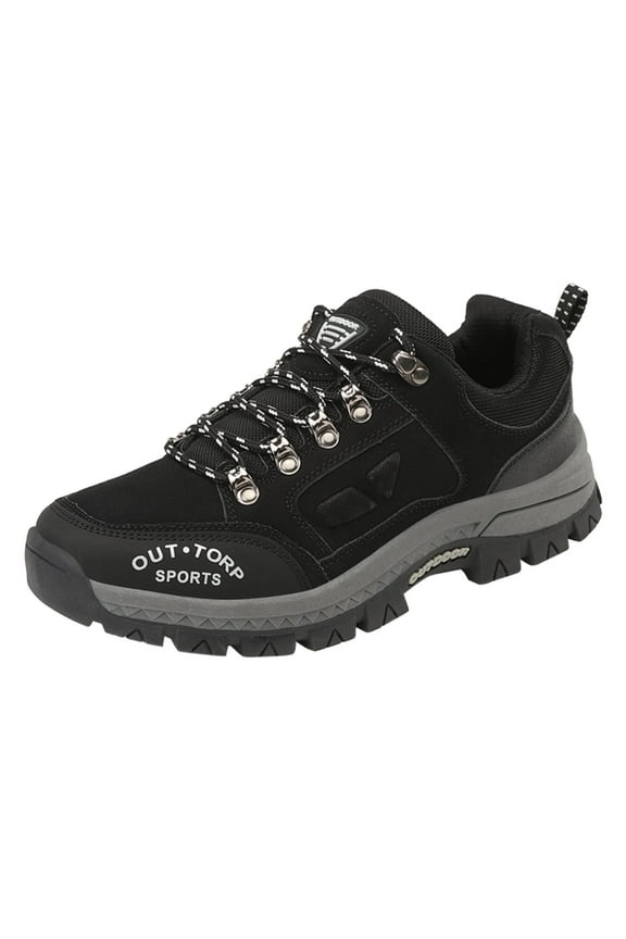Mens Shoes,Hiking Sneakers with Flat Sole Design Secure Lace Up Closure for Traction and All Day Walking Comfort,Shoes for Men,Black,8.5