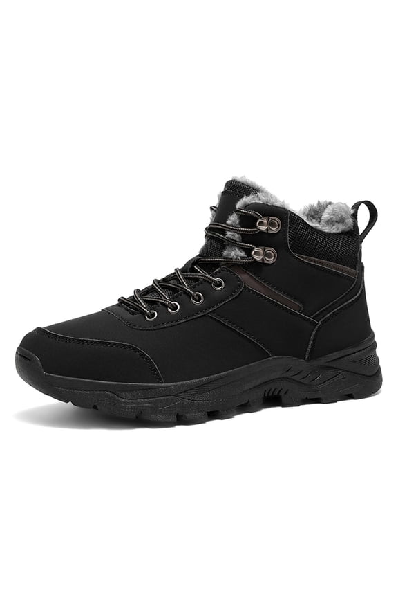 Mens Shoes,Men Insulated High Top Winter Hiking Sneakers Outdoor Trekking Boots for Cold Weather Adventure And Exploration,Shoes for Men,Black,7.5