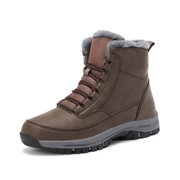 Mens Shoes,Men Winter Outdoor Hiking Boots High Top Warm All Terrain Cold Weather Footwear Durable Traction,Shoes for Men,Brown,7