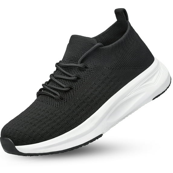 vibdiv Mens Shoes Non Slip Running Walking Shoes Lightweight Breathable Slip on Sock Shoes Workout Gym Shoes Black Size 12