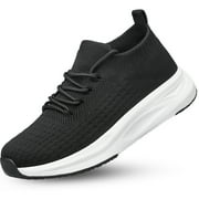 vibdiv Mens Shoes Non Slip Running Walking Shoes Lightweight Breathable Slip on Sock Shoes Workout Gym Shoes Black Size 7.5