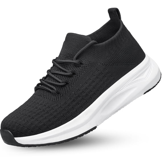 vibdiv Mens Shoes Non Slip Running Walking Shoes Lightweight Breathable Slip on Sock Shoes Workout Gym Shoes Black Size 7