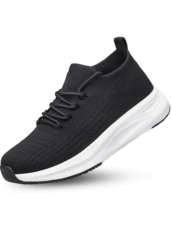 Mens Shoes Non Slip Running Walking Shoes Lightweight Breathable Slip on Sock Shoes Workout Gym Shoes Black Size 7