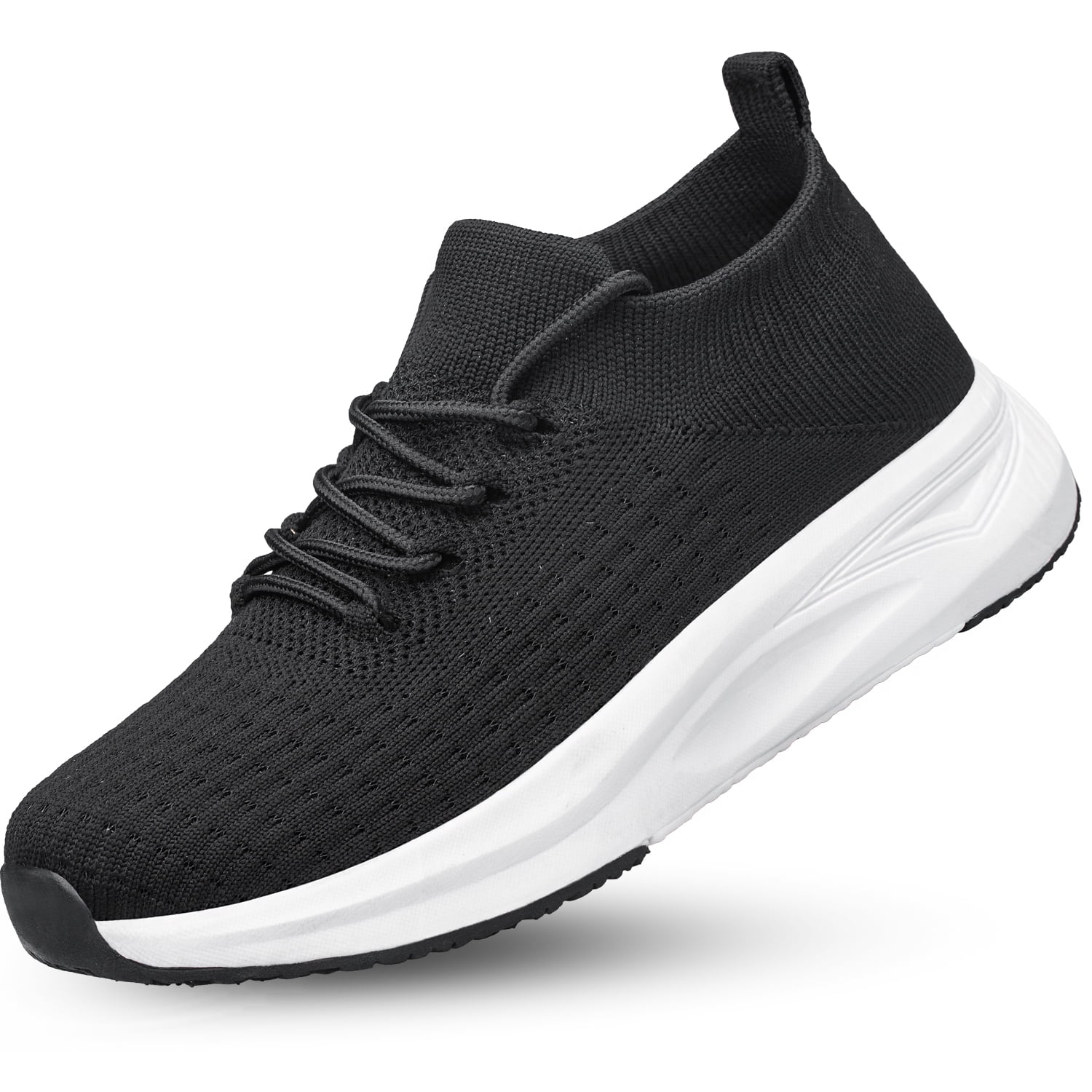 vibdiv Mens Shoes Non Slip Running Walking Shoes Lightweight Breathable Slip on Sock Shoes Workout Gym Shoes Black Size 8