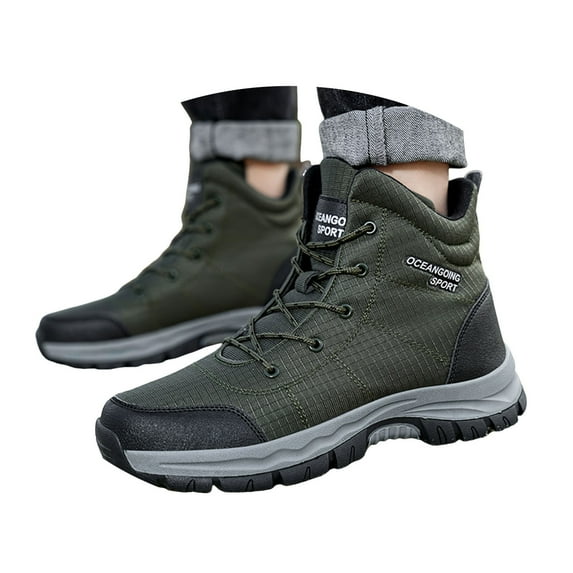 Mens Shoes,Outdoor Adventure Footwear Non Athletic Sport Shoes Lace Up Mountaineering Running Sneakers,Shoes for Men,Army Green,12.5