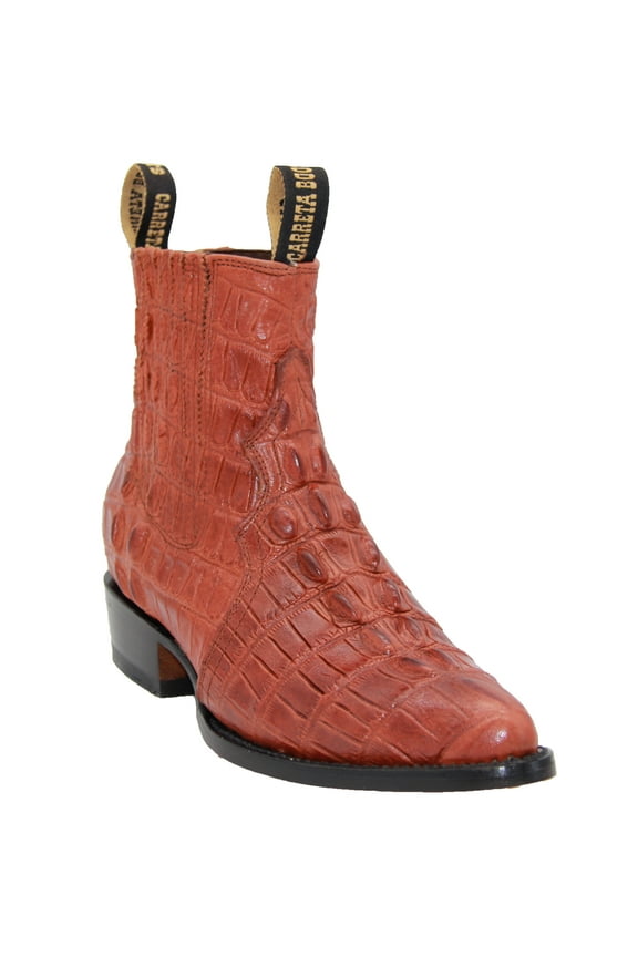 Mens Short Ankle Crocodile Alligator Print Leather Western Cowboy J Toe Boot