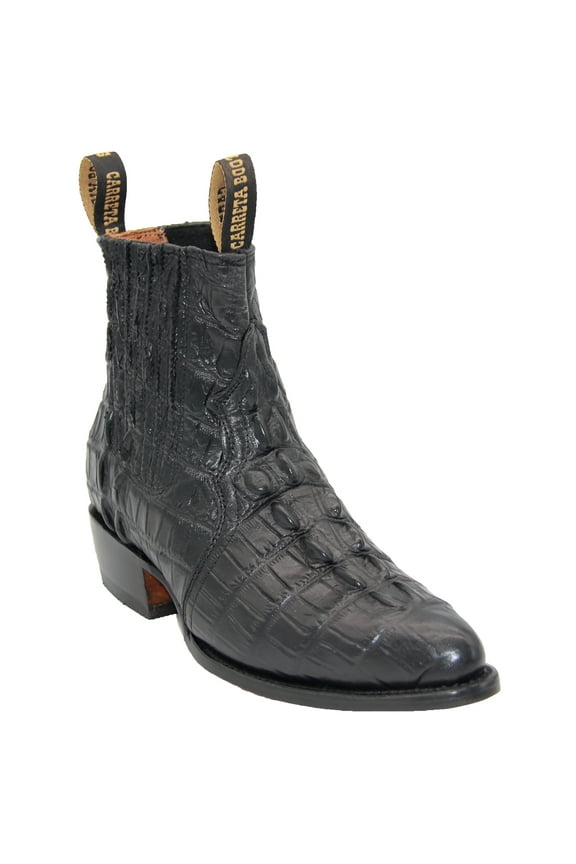 Mens Short Ankle Crocodile Alligator Print Leather Western Cowboy J Toe Boot