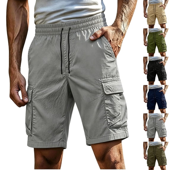 Mens Short Pants Drawstring Lounge Casual Short Pants Men's Workwear Pants Functional Hunting Gear Outdoor Commuting Casual Pants Gray Xxl