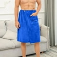 thumbnail image 1 of Mens Short Robes with Pocket Adjustable Elastic Waist Pajamas Body Wraps Towels Side Slit Bathrobes Soft Knee Length Loungewear Culottes, 1 of 5