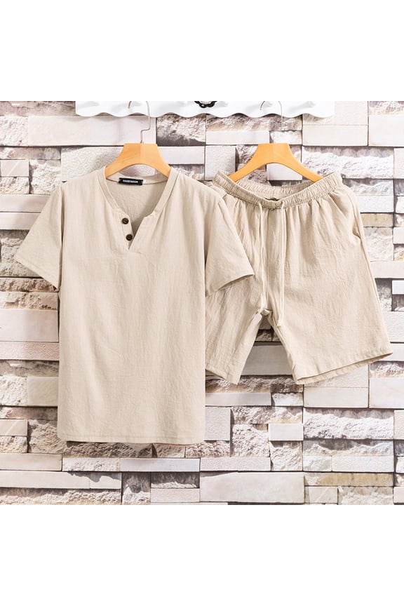 Mens Short Set 2 Piece Set Men's T Shirts Short Sleeve & Shorts Summer Matching Set Beach Vacation Essentials Matching Sets