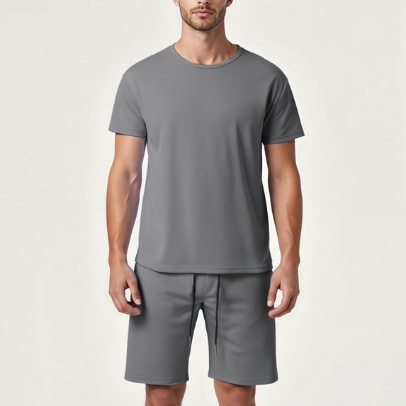 Mens Short Sets 2 Piece Casual T Shirts & Shorts Summer Set Beach Outfits Matching Sets