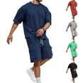 thumbnail image 1 of Mens Short Sets 2 Piece Outfits - Casual Summer Short Sleeve Sweatsuits Sets for Men with Cargo Pocket Casual Tracksuit Vacation Workout Sets, 1 of 9