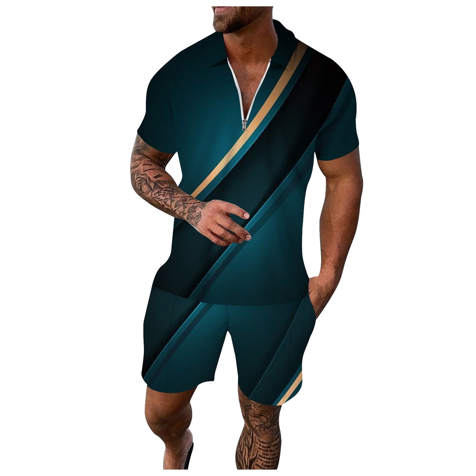 Mens Short Sets 2 Piece Outfits Fashion Summer Tracksuits Casual Set