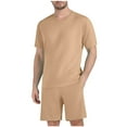 thumbnail image 1 of Mens Short Sets 2 Piece Outfits Fashion Summer Tracksuits Casual Short Sleeve Shirt and Shorts Set, 1 of 5