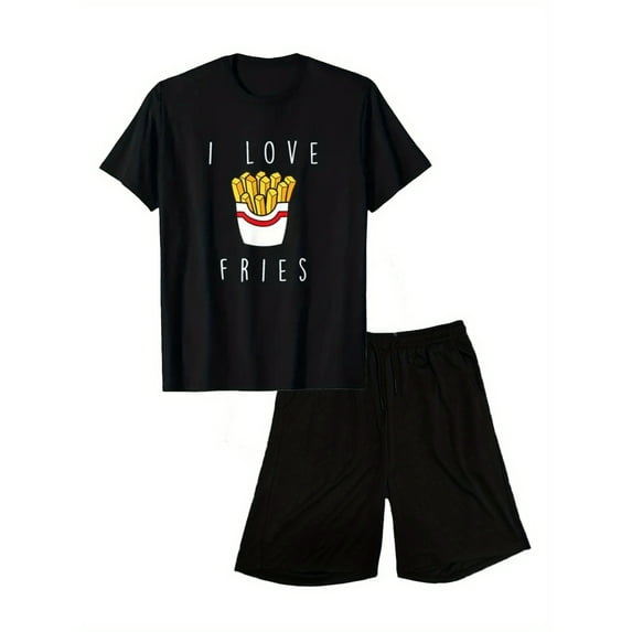 Mens Short Sets 2 Piece Summer Beach Outfits Graphic Short Sleeve Shirts and Shorts Sets for Men Black C M