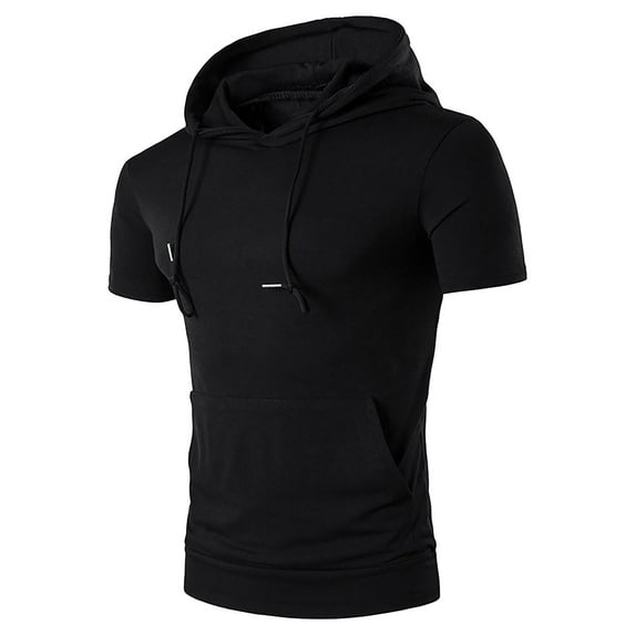 Mens Short Shorts,T-Shirts for Men, Casual Fashion Sports Hooded Drawstring Pullover T-Shirt Short Sleeve,T-Shirt for Men