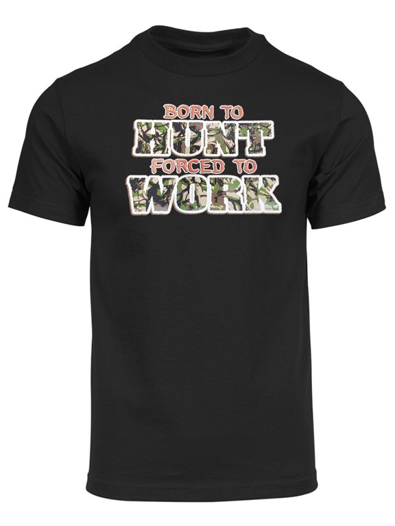 Mens Short-Sleeve Born to Hunt Forced to Work T-Shirt - Black - Large