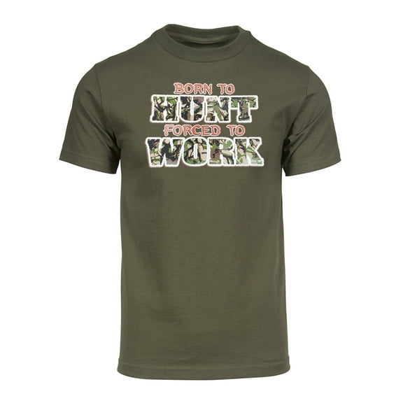 Mens Short-Sleeve Born to Hunt Forced to Work T-Shirt - Olive - Medium