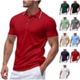 thumbnail image 1 of Mens Short Sleeve Business Casual Golf Shirts Pique Jersey Collared T-Shirts Old Money Striped Summer Moisture Wicking Quick Dry Regular Fit Tops Workwear, 1 of 10
