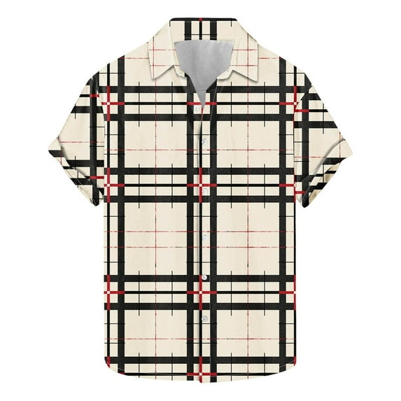 ZQUUVOU Mens Short Sleeve Button Down Plaid Shirts Casual Regular Fit Plaid Shirts Collar Summer Beach Shirts K-Multicolor