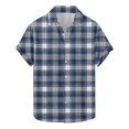 thumbnail image 1 of Mens Short Sleeve Button Down Shirts 2025 Summer Plaid Print Lapel Beach Shirts for Men Fashion Lightweight Casual Work Shirts, 1 of 5