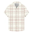 thumbnail image 1 of Mens Short Sleeve Button Down Shirts 2025 Summer Plaid Print Lapel Beach Shirts for Men Fashion Lightweight Casual Work Shirts, 1 of 5