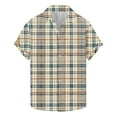 thumbnail image 1 of Mens Short Sleeve Button Down Shirts 2025 Summer Plaid Print Lapel Beach Shirts for Men Fashion Lightweight Casual Work Shirts, 1 of 5