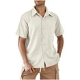 thumbnail image 1 of Mens Short Sleeve Button Down Shirts Casual Cotton Shirt Summer Beach Tops with Pocket, 1 of 9