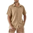 thumbnail image 1 of Mens Short Sleeve Button Down Shirts Casual Cotton Shirt Summer Beach Tops with Pocket, 1 of 8