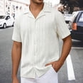thumbnail image 1 of Mens Short Sleeve Button Down Shirts Casual Regular Fit Soft Shirts Solid Color Loose Beach Summer Clothing White Size XL, 1 of 6