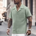 thumbnail image 1 of Mens Short Sleeve Button Down Shirts Casual Stylish Stretch Shirts Solid Color Loose Fashion Summer Clothing Green Size XXXXXL, 1 of 4