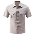 thumbnail image 1 of Mens Short Sleeve Button Down Fishing Hiking Utility Shirt Quick Dry Summer Casual Outdoor Lightweight Breathable Mesh Liner Back Vented Work Untucked Shirts with 4 Pockets for Safari, 1 of 7
