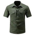 thumbnail image 1 of Mens Short Sleeve Button Down Fishing Hiking Utility Shirt Quick Dry Summer Casual Outdoor Lightweight Breathable Mesh Liner Back Vented Work Untucked Shirts with 4 Pockets for Safari, 1 of 7
