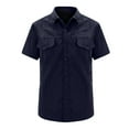 thumbnail image 1 of Mens Short Sleeve Cargo Shirts with Pockets Button Up Collared Quick-Drying Tshirts Casual Solid Slim Comfort Basic Outdoor Hiking Tops, 1 of 1