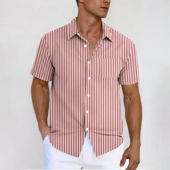 Mens Short Sleeve Casual Button Down Shirts Summer Untucked Dress Shirts with Pocket