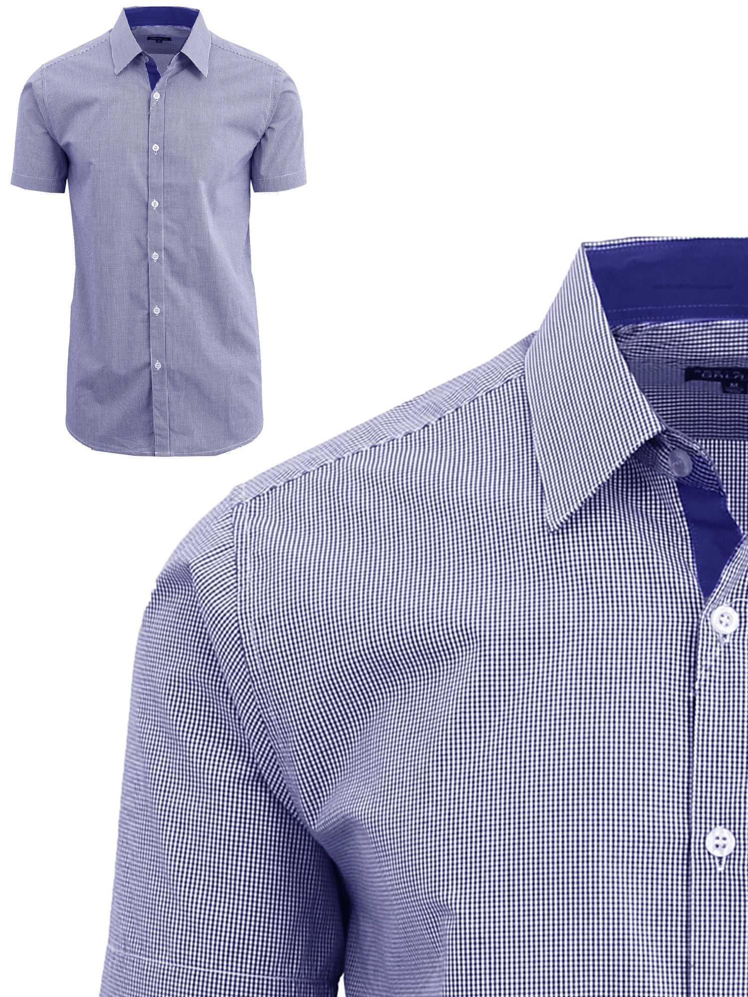 Mens Short Sleeve Casual Dress Shirts Slim Fit Button Down