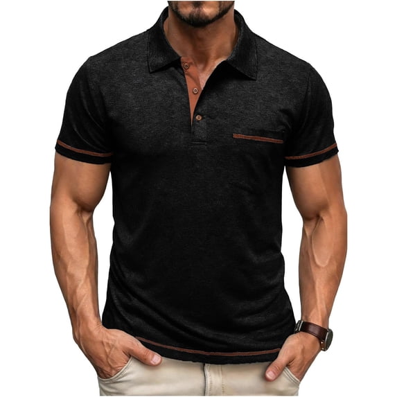Mens Short Sleeve Casual Golf Shirt 3 Button Collared T-Shirt Business Lightweight Breathable Textured Heathered Everyday Tops for Work Daily Outdoor Workout
