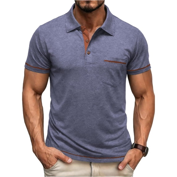 Mens Short Sleeve Casual Golf Shirt 3 Button Collared T-Shirt Business Lightweight Breathable Textured Heathered Everyday Tops for Work Daily Outdoor Workout