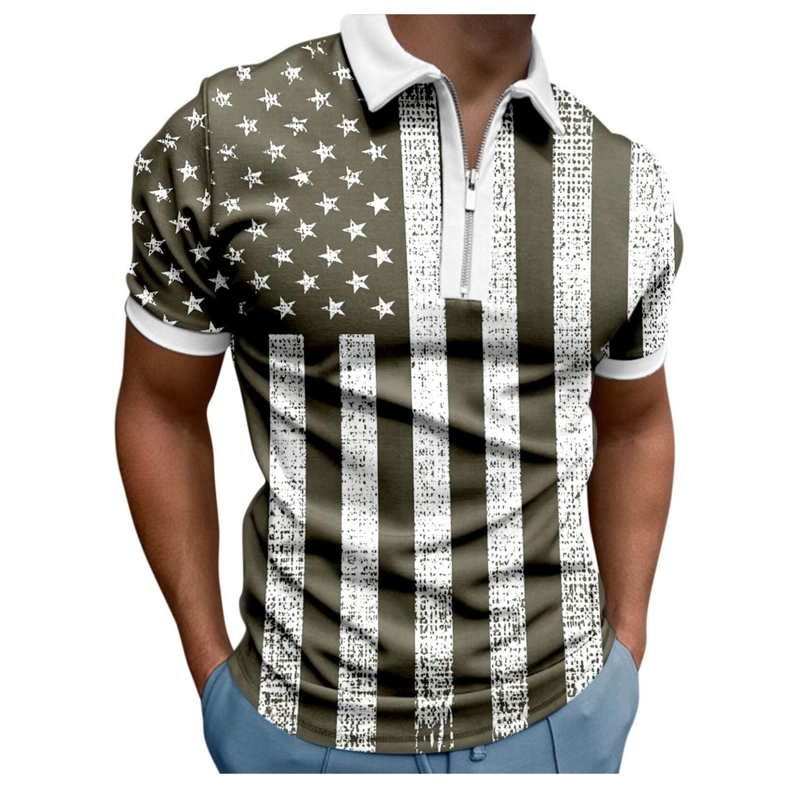 Slim Fit Under Collar Flag Polo