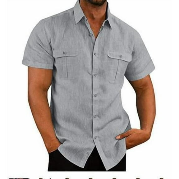 Mens Short Sleeve Classic Shirts Fishing Casual Regular-Fit Button-Up Collared Plaid Double Pocket Dress Shirt Top Tees Blouses Men Short Sleeve Shirts Button up Clearance Beach Wedding Shirt M-5XL