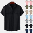 thumbnail image 1 of Mens Short Sleeve Classic Shirts Fishing Casual Regular-Fit Button-Up Collared Plaid Double Pocket Dress Shirt Top Tees Blouses Men Short Sleeve Shirts Button up Beach Wedding Shirt M-5XL, 1 of 8