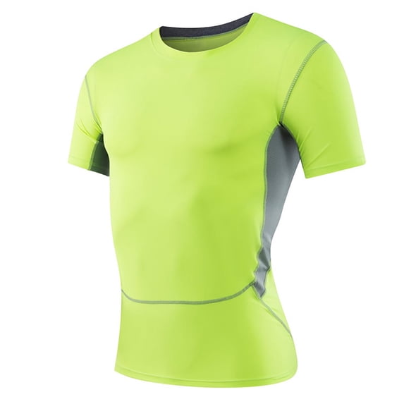 Mens Short Sleeve Compression Shirts Athletic Sport T-Shirt Base Layer Top Workout Undershirt Running Vest for Gym