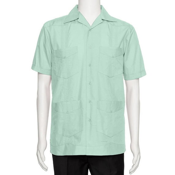 Mens Short Sleeve Cotton Blend Guayabera Shirt