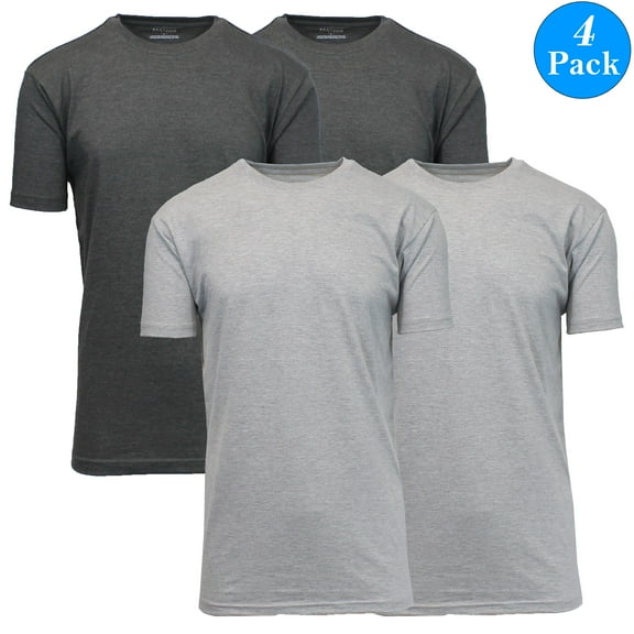 Mens Short Sleeve Crew Neck Brushed Cotton Tee (4-Pack)
